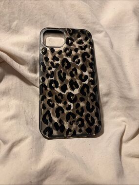kate spade Clear Leopard Print Phone Case in Black and Tan